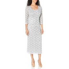 R&M Richards Women's 2 Piece Lace Swing Jacket Dress