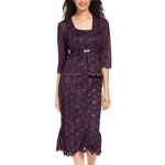 R&M Richards Women's 2 Piece Lace Swing Jacket Dress