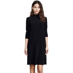 Norma Kamali Women's Long Sleeve Turtleneck Dress to Knee Solid