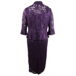 R&M Richards Women's Two Piece Lace Long Jacket Dress Missy