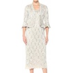 R&M Richards Women's Two Piece Lace Long Jacket Dress Missy