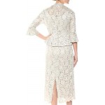 R&M Richards Women's Two Piece Lace Long Jacket Dress Missy