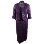 R&M Richards Women's Two Piece Lace Long Jacket Dress Missy