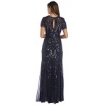 R&M Richards Women's One Piece Short Sleeve Embelished Sequins Gown