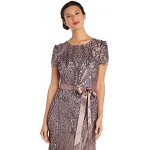 R&M Richards Women's One Piece Short Sleeve Embelished Sequins Gown