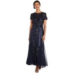 R&M Richards Women's One Piece Short Sleeve Embelished Sequins Gown