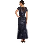 R&M Richards Women's One Piece Short Sleeve Embelished Sequins Gown