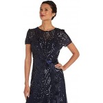 R&M Richards Women's One Piece Short Sleeve Embelished Sequins Gown