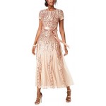 R&M Richards Women's One Piece Short Sleeve Embelished Sequins Gown