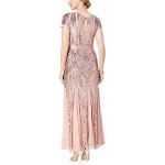 R&M Richards Women's One Piece Short Sleeve Embelished Sequins Gown