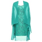 Dannifore Women's 2 Pieces Lace Mother of The Bride Dress with Jacket Chiffon Formal Evening Dresses