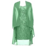 Dannifore Women's 2 Pieces Lace Mother of The Bride Dress with Jacket Chiffon Formal Evening Dresses