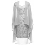 Dannifore Women's 2 Pieces Lace Mother of The Bride Dress with Jacket Chiffon Formal Evening Dresses