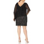 J Kara Women's Plus Size Caplet Short Cocktail Beaded Dress