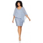 J Kara Women's Plus Size Caplet Short Cocktail Beaded Dress