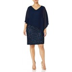 J Kara Women's Plus Size Caplet Short Cocktail Beaded Dress