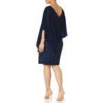 J Kara Women's Plus Size Caplet Short Cocktail Beaded Dress