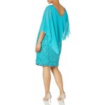 J Kara Women's Plus Size Caplet Short Cocktail Beaded Dress