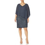 J Kara Women's Plus Size Caplet Short Cocktail Beaded Dress