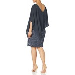 J Kara Women's Plus Size Caplet Short Cocktail Beaded Dress