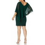 J Kara Women's Plus Size Caplet Short Cocktail Beaded Dress