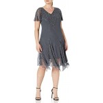 J Kara Women's Plus Size Short Beaded Dress