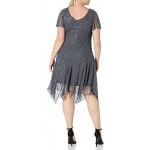 J Kara Women's Plus Size Short Beaded Dress