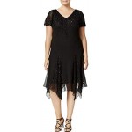 J Kara Women's Plus Size Short Beaded Dress