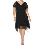 J Kara Women's Plus Size Short Beaded Dress