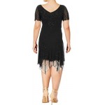 J Kara Women's Plus Size Short Beaded Dress