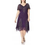 J Kara Women's Plus Size Short Beaded Dress