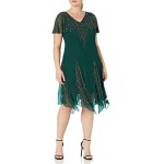 J Kara Women's Plus Size Short Beaded Dress