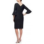 Slimming Short Dress with Bell Sleeves (Petite and Regular)