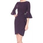 Slimming Short Dress with Bell Sleeves (Petite and Regular)