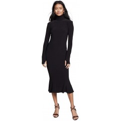 Norma Kamali Women's Long Sleeve Turtle Fishtail Dress to Midcalf