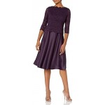 Alex Evenings Women's Tea Length Sequin Mock Dress (Petite and Regular)