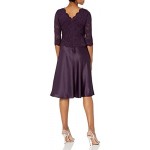 Alex Evenings Women's Tea Length Sequin Mock Dress (Petite and Regular)