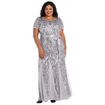 R&M Richards Women's Plus Size Long Beaded Gown