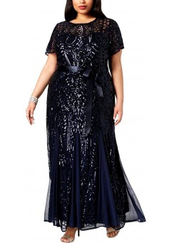 R&M Richards Women's Plus Size Long Beaded Gown