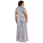 R&M Richards Women's Plus Size Long Beaded Gown