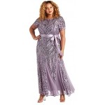 R&M Richards Women's Plus Size Long Beaded Gown