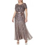 R&M Richards Women's Plus Size Long Beaded Gown