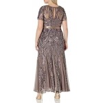 R&M Richards Women's Plus Size Long Beaded Gown