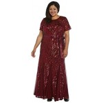 R&M Richards Women's Plus Size Long Beaded Gown