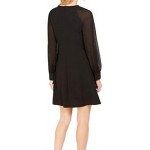 Calvin Klein Women's A-line Dress with Illusion Cuff Sleeve