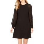 Calvin Klein Women's A-line Dress with Illusion Cuff Sleeve