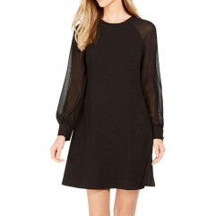 Calvin Klein Women's A-line Dress with Illusion Cuff Sleeve