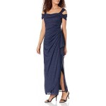 Alex Evenings Women's Long Cold Shoulder Dress (Petite and Regular Sizes)