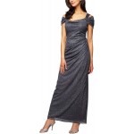 Alex Evenings Women's Long Cold Shoulder Dress (Petite and Regular Sizes)