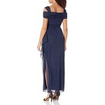 Alex Evenings Women's Long Cold Shoulder Dress (Petite and Regular Sizes)